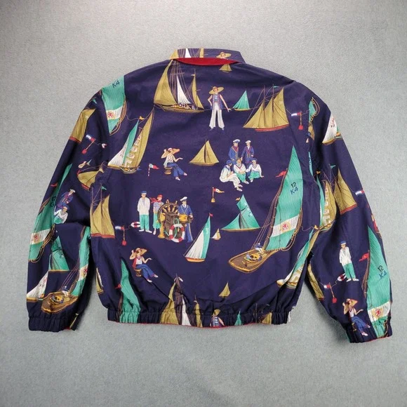 VTG Tommy Hilfiger Reversible Nautical Sailboat Bomber Jacket Red Navy Mens M - Picture 7 of 13